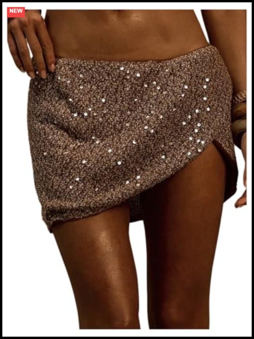 Sequin Mini Skirt Sparkly Party Asymmetrical High Waist